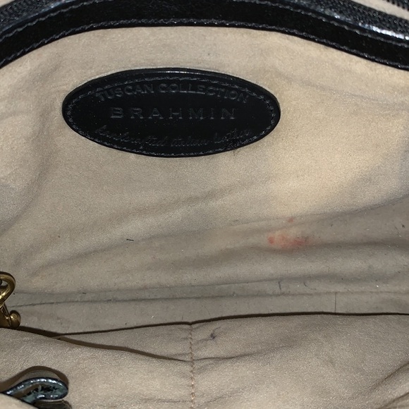 Brahmin Black Brown Leather One Strap Shoulder Bag Alligator Pattern Zip Top - Picture 6 of 9